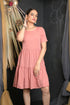 OWO THE LABEL Women Dress party Wear Dusky Pink Knee Length Tiered Dress (OTL-DRS1084)